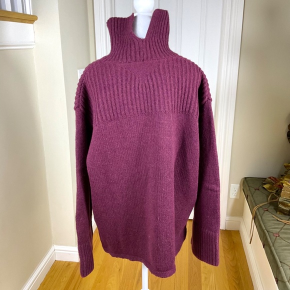 Tommy Hilfiger Sweater Wool Oversized Logo Burgundy Ski (S) - Picture 3 of 7